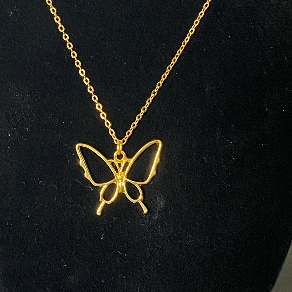 Gold butterfly necklace- 15 in chain